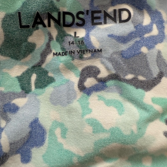 Lands'‎ End Swim Shirt Blue and Green Floral Long Sleeve - Picture 3 of 4